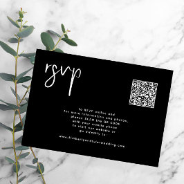 Tarjeta De Confirmación De Asistencia Boda negro mínimo código QR simple
