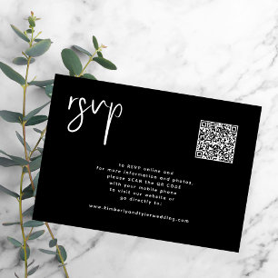 Tarjeta De Confirmación De Asistencia Boda negro mínimo código QR simple