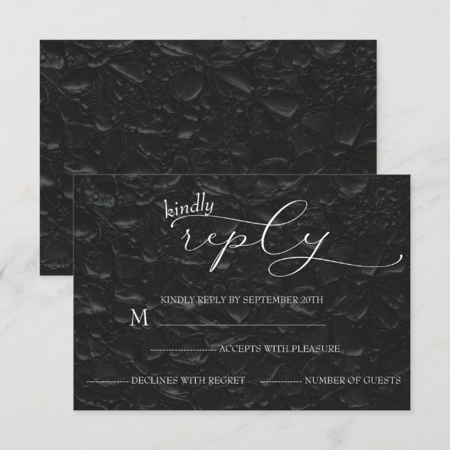 Tarjeta De Confirmación De Asistencia Boda negro y blanco elegante simple (Anverso / Reverso)