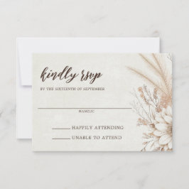 Tarjeta De Confirmación De Asistencia Boda Neutral Boho Floral