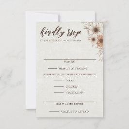 Tarjeta De Confirmación De Asistencia Boda Neutral Boho Floral