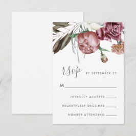 Tarjeta De Confirmación De Asistencia Boda Neutral Boho Floral Moderno Script