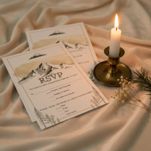 Tarjeta De Confirmación De Asistencia Boda Neutral en el Desierto de la Montaña de Alask