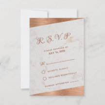 Boda Oblicua Caligráfica de Cobre Mármol Moderno