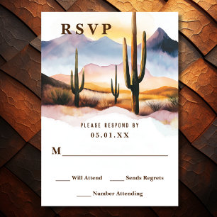 Tarjeta De Confirmación De Asistencia Boda occidental de Boho Desert Cactus