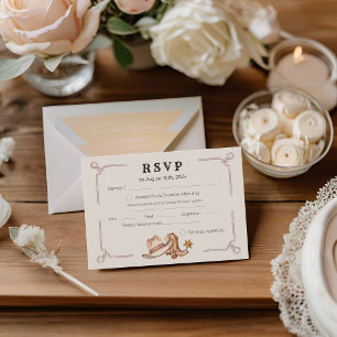 Tarjeta De Confirmación De Asistencia Boda occidental Rustic Cowboy Boda
