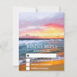 Tarjeta De Confirmación De Asistencia Boda Ocean Tropical Beach Sunset