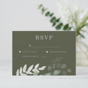 Tarjeta De Confirmación De Asistencia Boda Olive de hoja verde