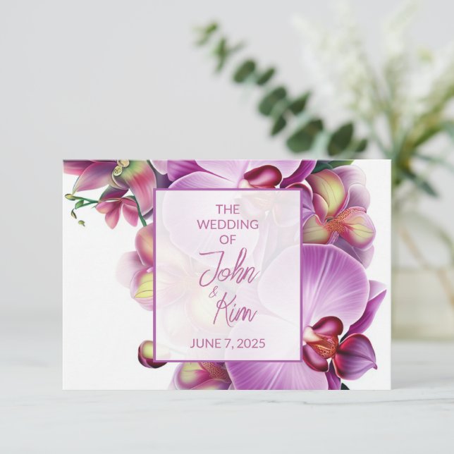 Tarjeta De Confirmación De Asistencia Boda Orquídeas Florales (Anverso de pie)