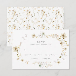 Tarjeta De Confirmación De Asistencia Boda Oval Abundance Dried Wildflower Pampas