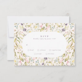 Tarjeta De Confirmación De Asistencia Boda Oval Spring Boho Wildflower Pampas