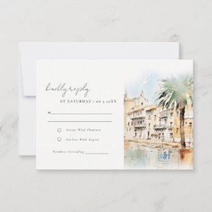 Tarjeta De Confirmación De Asistencia Boda Paisaje Acuarela Mallorca España