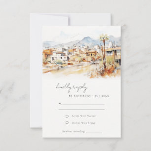 Tarjeta De Confirmación De Asistencia Boda Paisaje Acuarela Tucson Arizona