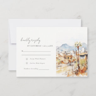 Tarjeta De Confirmación De Asistencia Boda Paisaje Acuarela Tucson Arizona