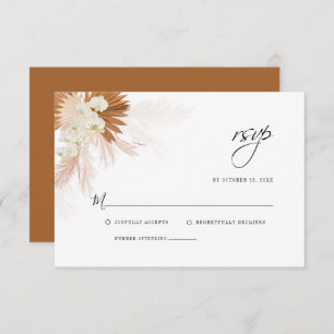 Tarjeta De Confirmación De Asistencia Boda Pampas Grass Floral Fall