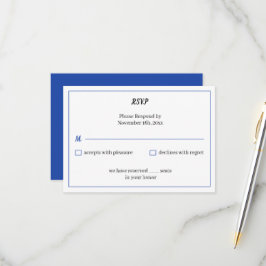 Tarjeta De Confirmación De Asistencia Boda personalizada azul simple
