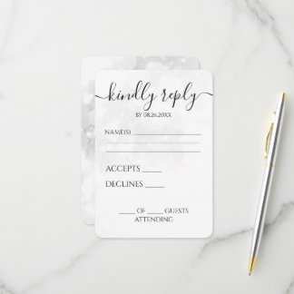 Tarjeta De Confirmación De Asistencia Boda personalizada con bokeh blanco