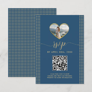 Tarjeta De Confirmación De Asistencia Boda personalizada con lunares dorados y azules