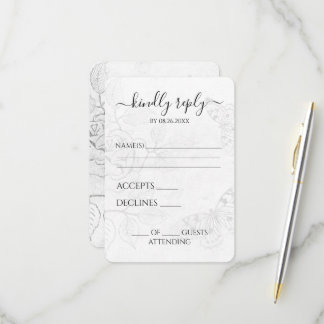 Tarjeta De Confirmación De Asistencia Boda personalizada de flores de mariposa vintage d