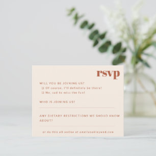 Tarjeta De Confirmación De Asistencia Boda personalizada Retro de caída de roya Minimali