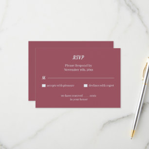 Tarjeta De Confirmación De Asistencia Boda Personalizada Simple Marrón