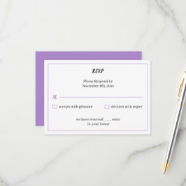 Tarjeta De Confirmación De Asistencia Boda personalizado púrpura simple