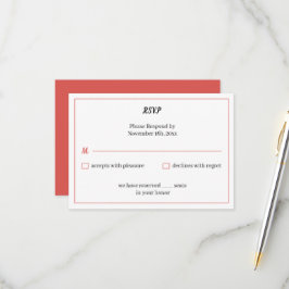 Tarjeta De Confirmación De Asistencia Boda personalizado rojo simple