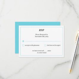 Tarjeta De Confirmación De Asistencia Boda personalizado simple azul