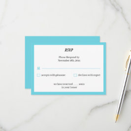 Tarjeta De Confirmación De Asistencia Boda personalizado simple azul