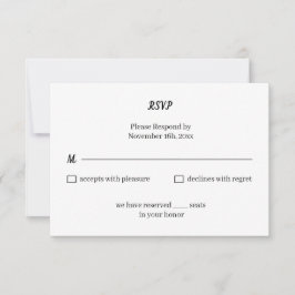 Tarjeta De Confirmación De Asistencia Boda personalizado simple en blanco y negro