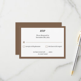Tarjeta De Confirmación De Asistencia Boda personalizado simple marrón
