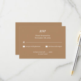 Tarjeta De Confirmación De Asistencia Boda personalizado simple marrón