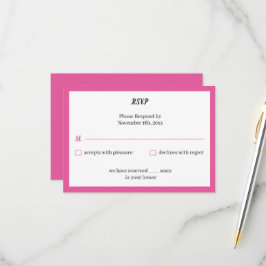 Tarjeta De Confirmación De Asistencia Boda personalizado simple Rosa