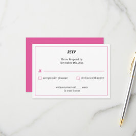 Tarjeta De Confirmación De Asistencia Boda personalizado simple Rosa