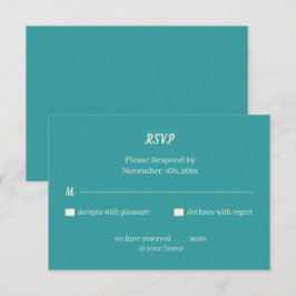 Tarjeta De Confirmación De Asistencia Boda personalizado Verde azulado simple