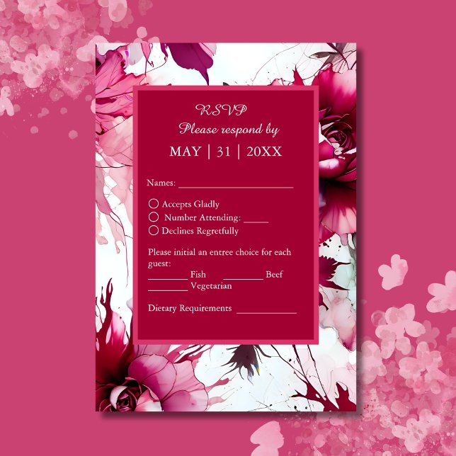 Tarjeta De Confirmación De Asistencia boda pétalo rosa rosa rosado abstracto (Subido por el creador)