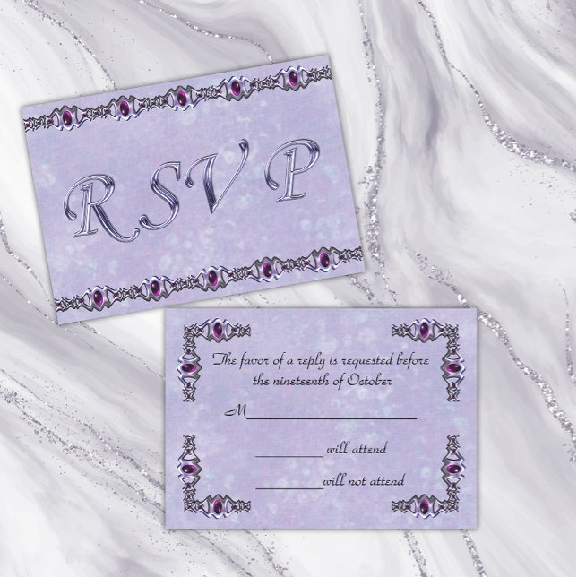 Tarjeta De Confirmación De Asistencia Boda Pewter and Purple Jewel (Subido por el creador)
