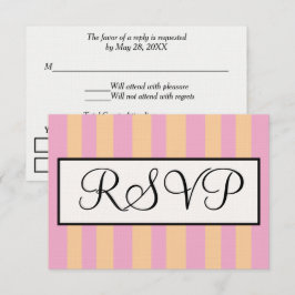 Tarjeta De Confirmación De Asistencia Boda Playa Sandy Pink Cabana Rayas