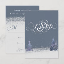 Boda Polvo Azul y Blanco Nieve de Invierno Bosque