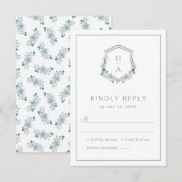 Tarjeta De Confirmación De Asistencia Boda Polvoriento Azul Floral