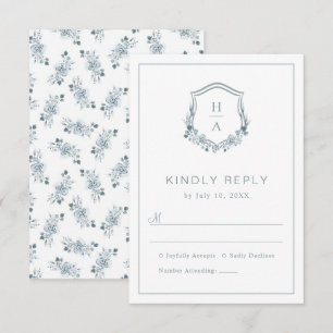 Tarjeta De Confirmación De Asistencia Boda Polvoriento Azul Floral