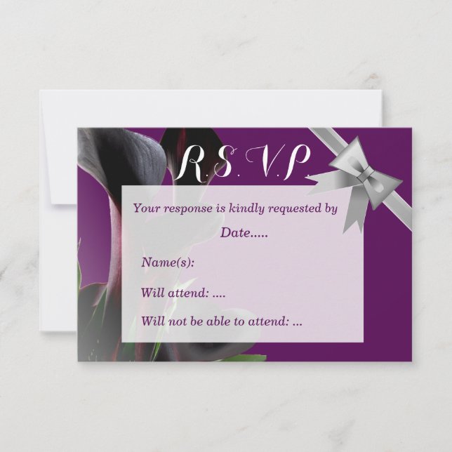 Tarjeta De Confirmación De Asistencia Boda Purple Calla Lily (Anverso)