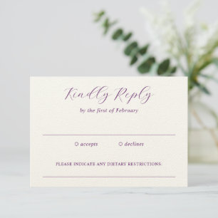 Tarjeta De Confirmación De Asistencia Boda Purple Elegante Tradicional
