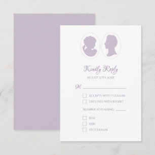 Tarjeta De Confirmación De Asistencia Boda púrpura clásico Cameo Regency