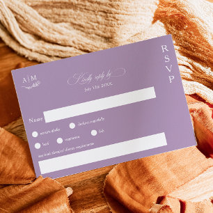 Tarjeta De Confirmación De Asistencia Boda púrpura de monograma floral clásico