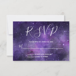 Tarjeta De Confirmación De Asistencia Boda púrpura de Night Sky Starlight