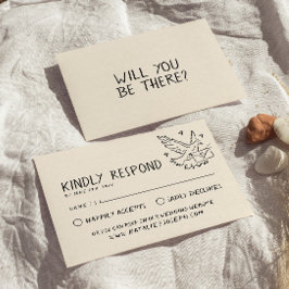 Tarjeta De Confirmación De Asistencia Boda Quirky Retro Escrito A Mano Ilustrado