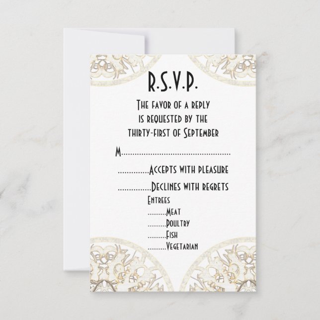 Tarjeta De Confirmación De Asistencia Boda R.S.V.P. (Anverso)