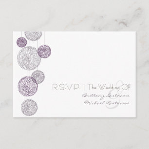 Tarjeta De Confirmación De Asistencia Boda R.S.V.P. Purple Twine Globes