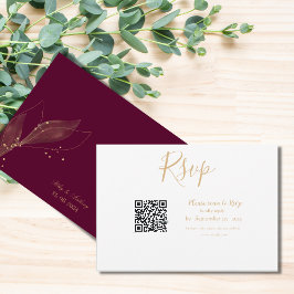 Tarjeta De Confirmación De Asistencia Boda real burgundy código qr minimalista